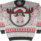 Moose Head With Santa Claus Hat Christmas Vacation Knitted Sweater