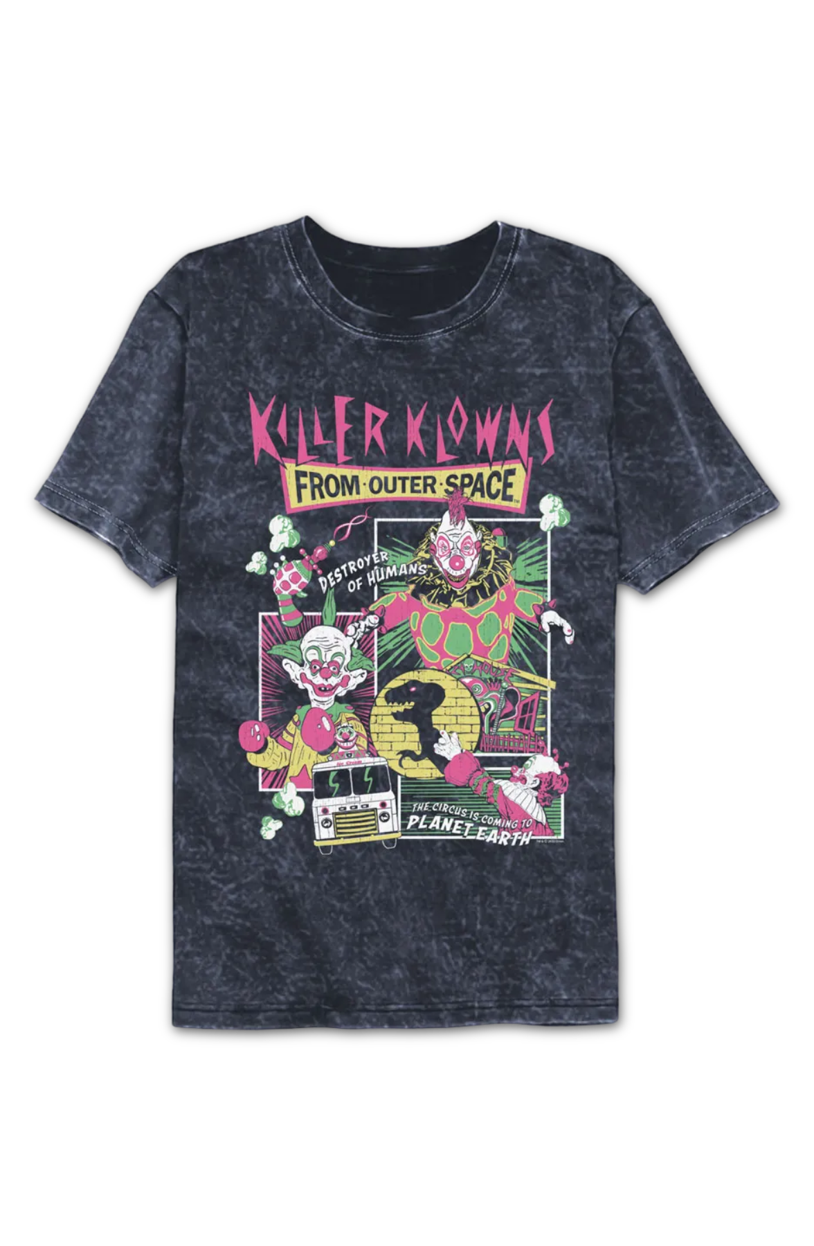 Panel Collage Killer Klowns From Outer Space Mineral Wash T-Shirt