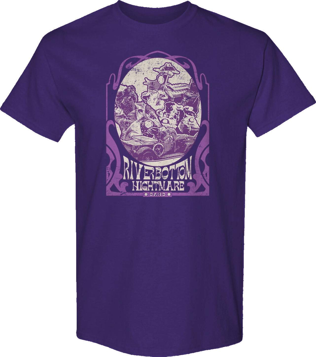 Purple Riverbottom Nightmare Band Emmet Otter T-Shirt