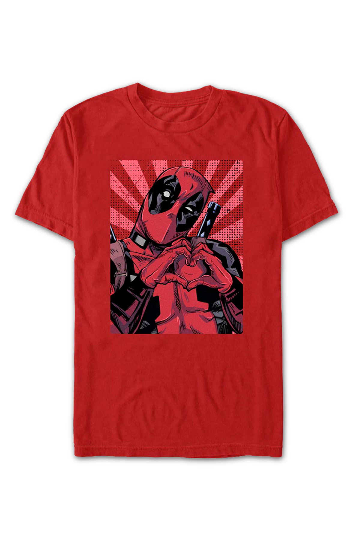 Red Deadpool Heart Hands Marvel Comics T-Shirt