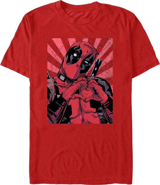 Red Deadpool Heart Hands Marvel Comics T-Shirt