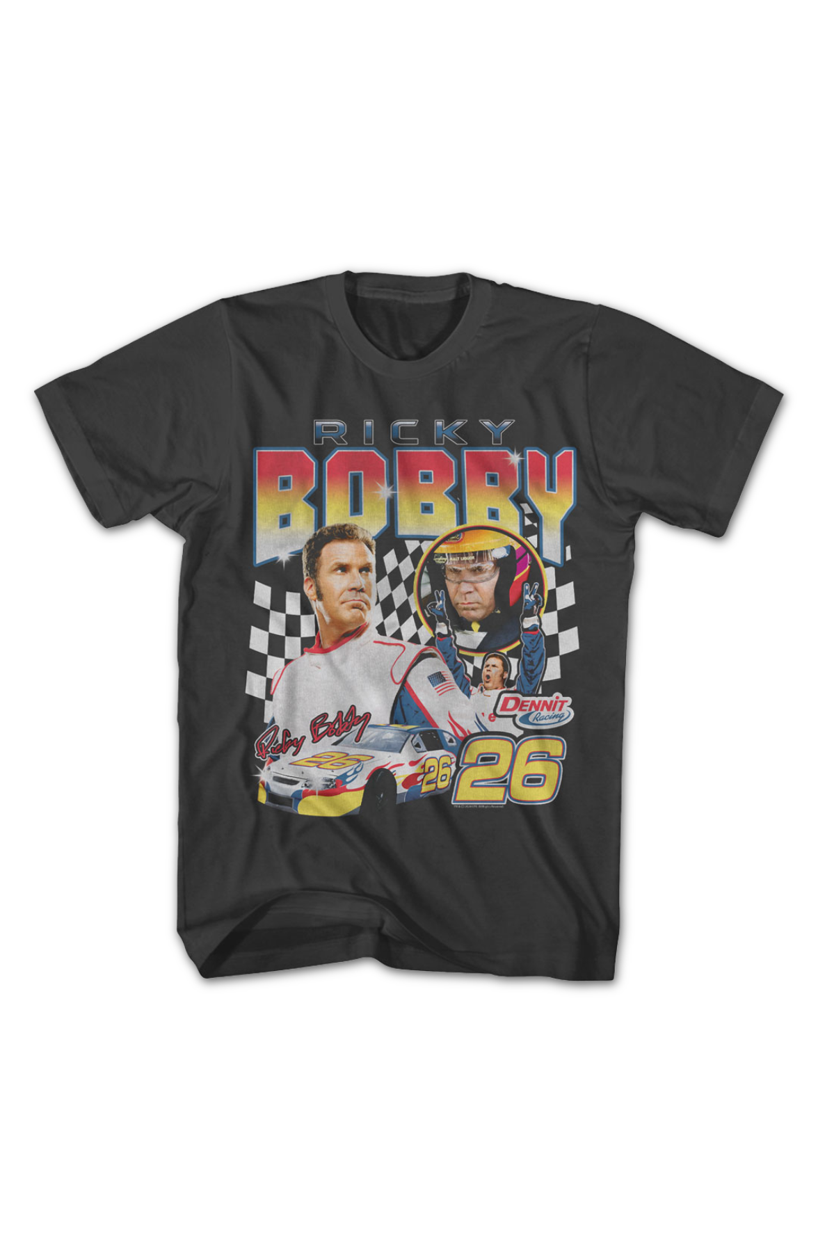 Ricky Bobby Checkered Flag Collage Talladega Nights T-Shirt