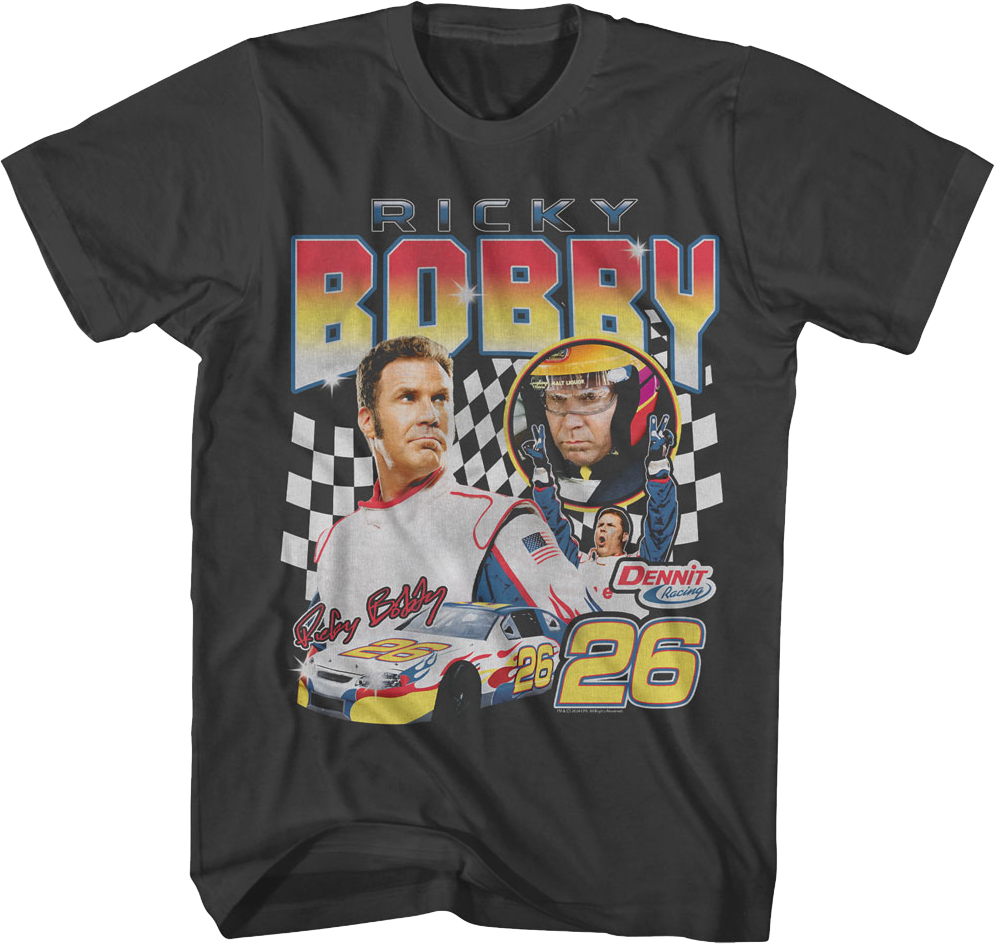 Ricky Bobby Checkered Flag Collage Talladega Nights T-Shirt