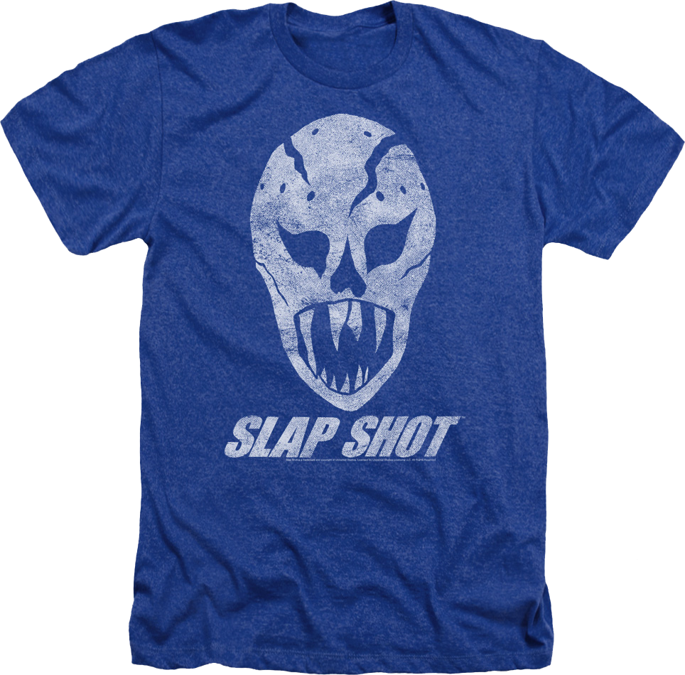 Royal Heather Goalie Mask Slap Shot T-Shirt