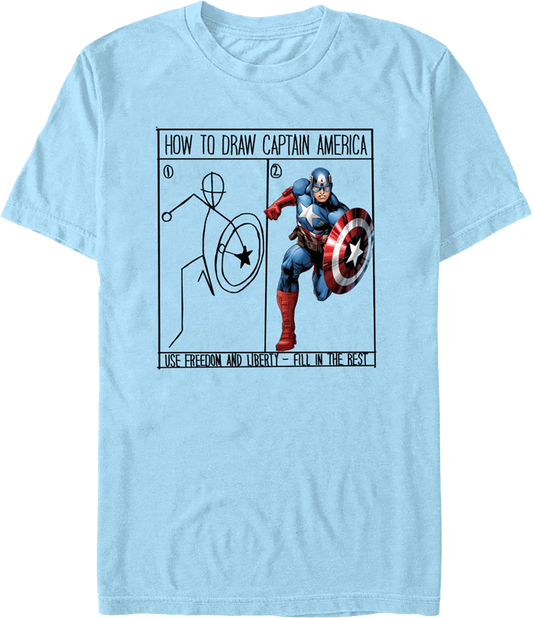 How To Draw Captain America Marvel Comics T-Shirt