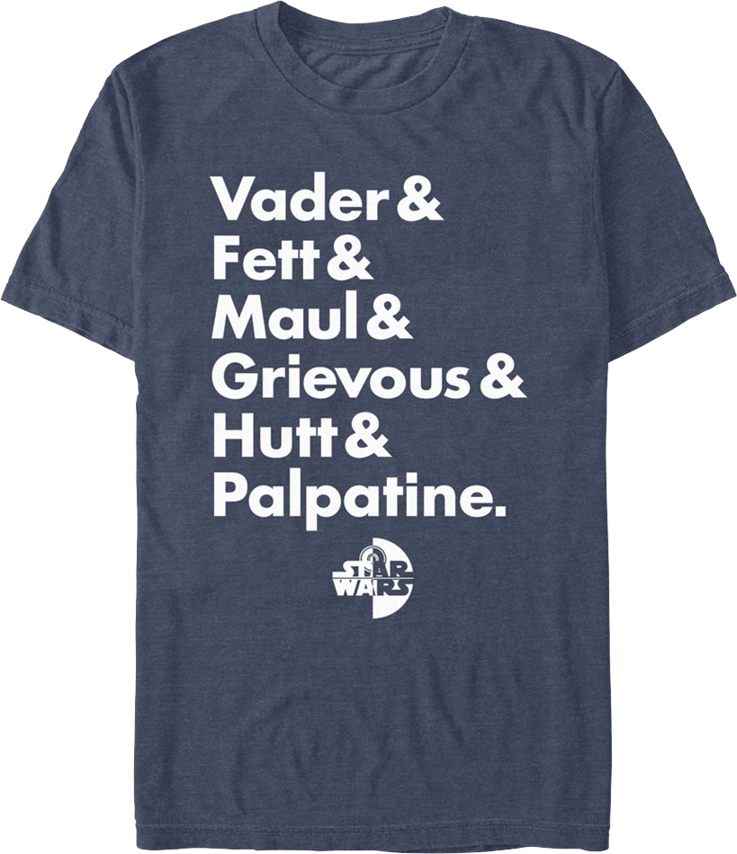 Villain Names Star Wars T-Shirt
