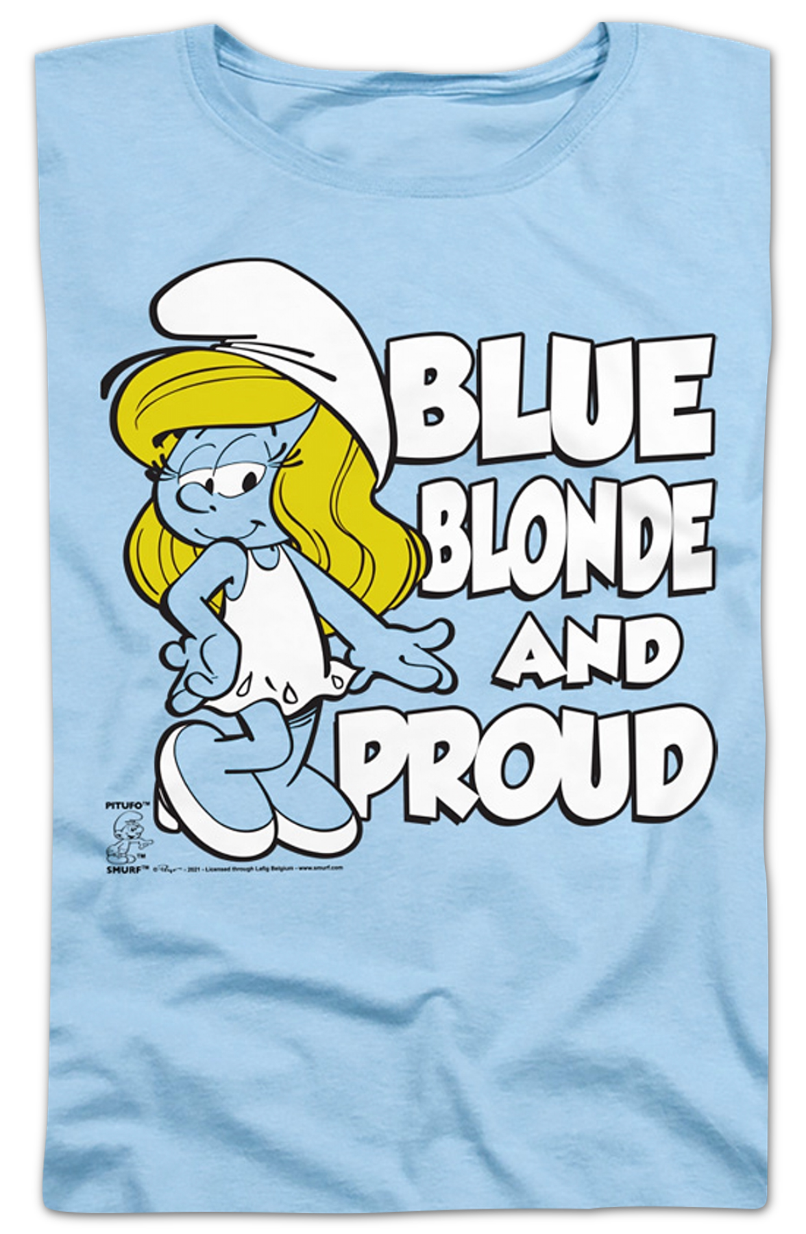 Womens Blue Blonde And Proud Smurfs Shirt