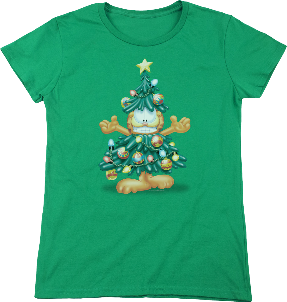 Womens Christmas Tree Garfield Shirt