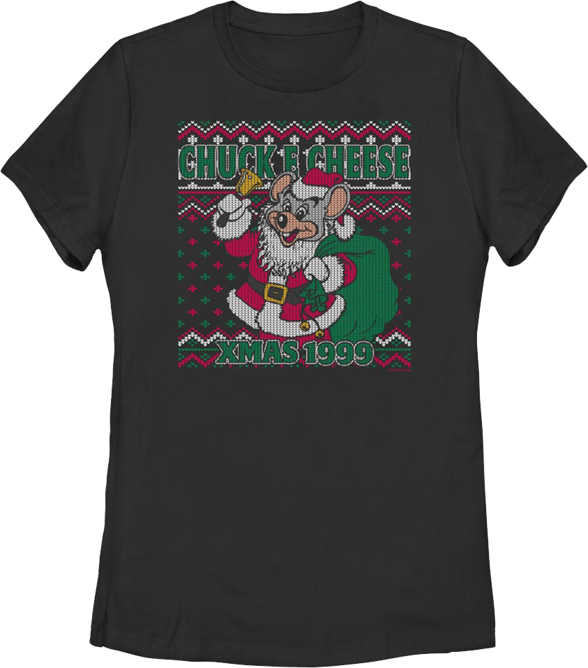 Womens Faux Ugly Xmas 1999 Sweater Chuck E. Cheese Shirt