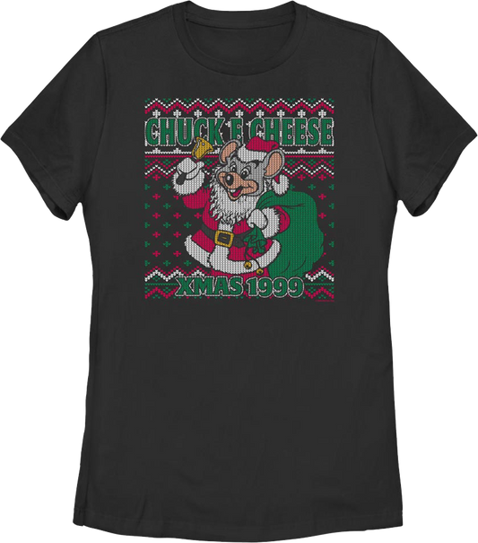 Womens Faux Ugly Xmas 1999 Sweater Chuck E. Cheese Shirt