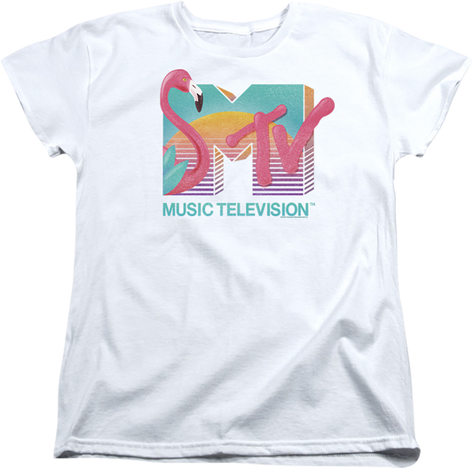 Womens Flamingo Sunset Logo MTV Shirt