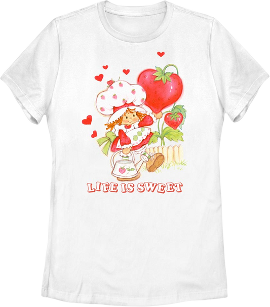 Womens Hearts Life Is Sweet Strawberry Shortcake Shirt