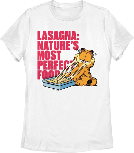 Womens Lasagna Nature's Most Perfect Food Garfield Shirt