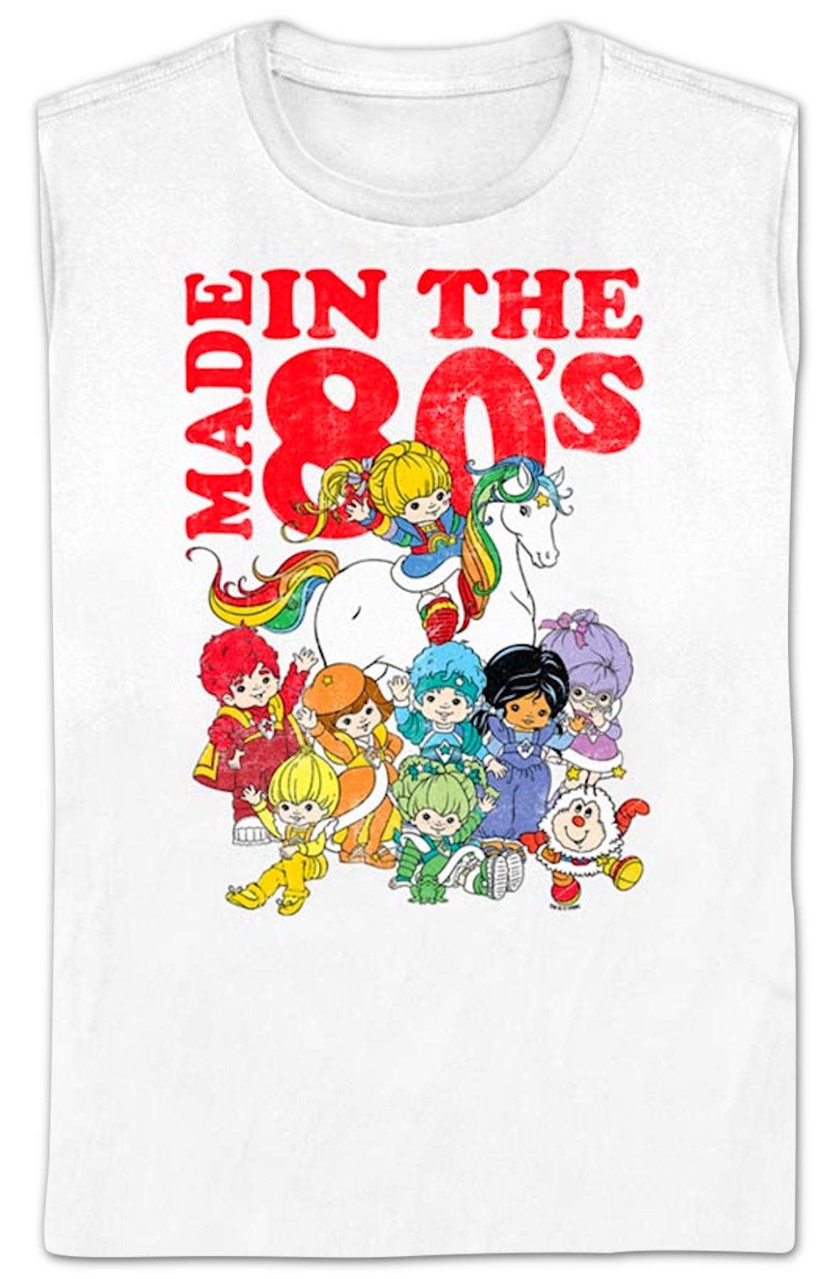 Womens White Made In The 80's Rainbow Brite Shirt