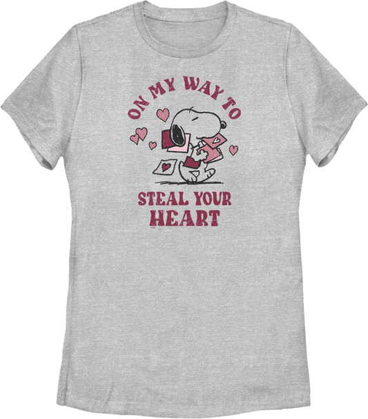 Womens On My Way To Steal Your Heart Peanuts Shirt