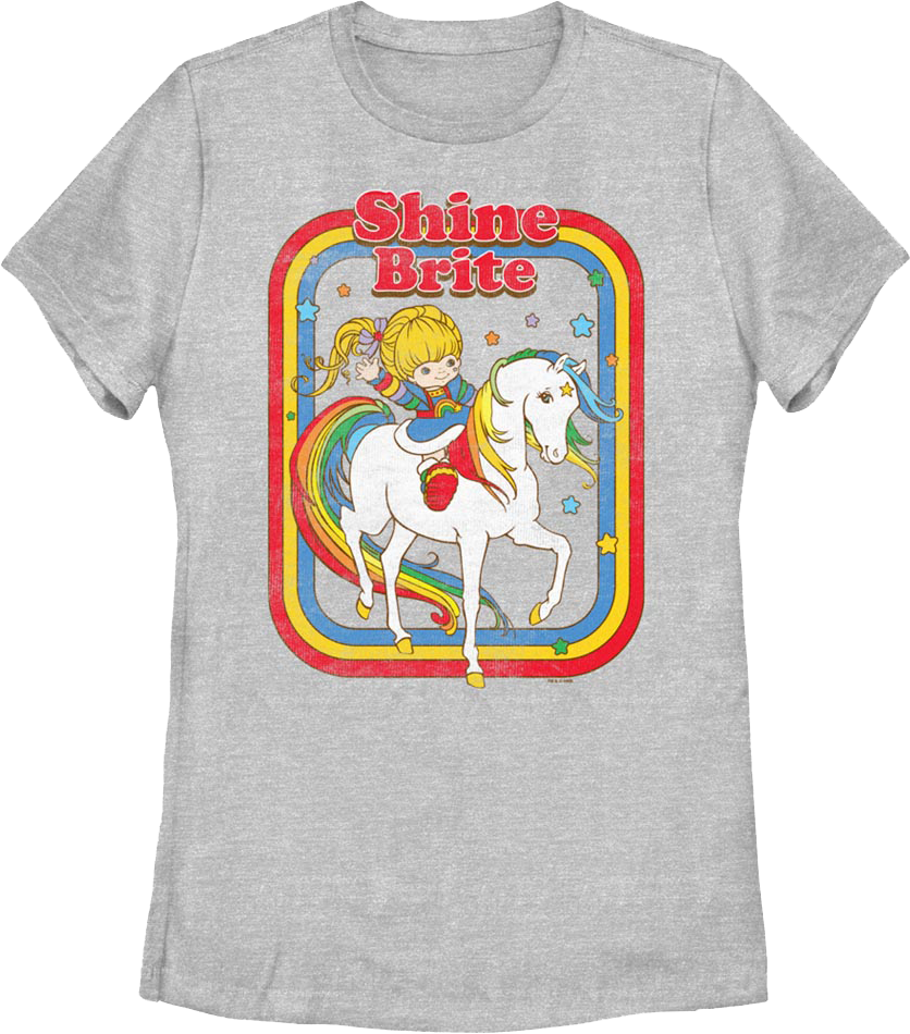 Womens Retro Shine Brite Colorful Frame Rainbow Brite Shirt