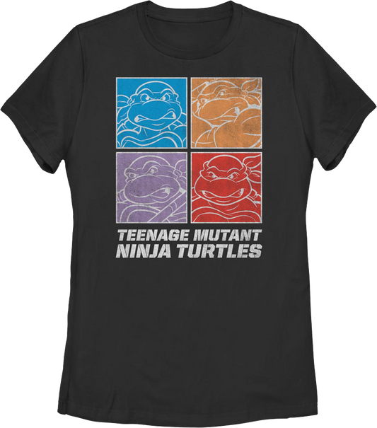 Womens Square Outlines Teenage Mutant Ninja Turtles Shirt
