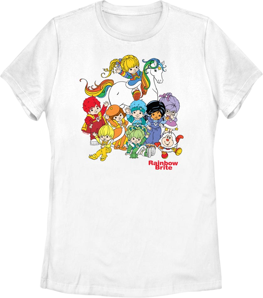 Womens White The Gang's All Here Rainbow Brite Shirt