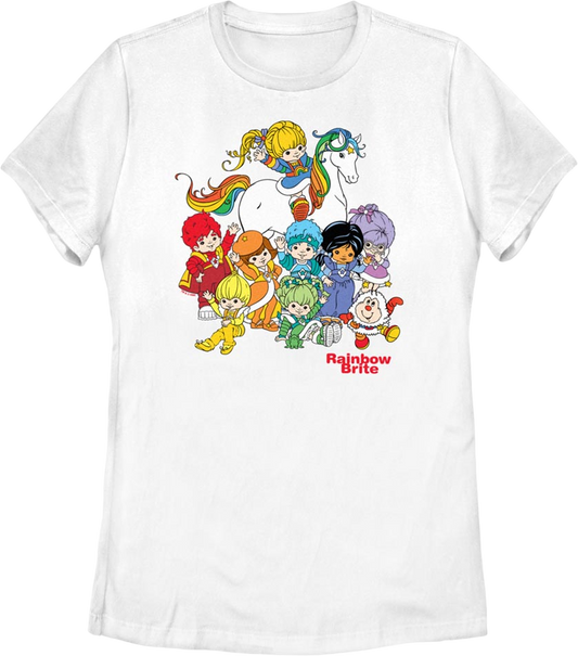 Womens White The Gang's All Here Rainbow Brite Shirt