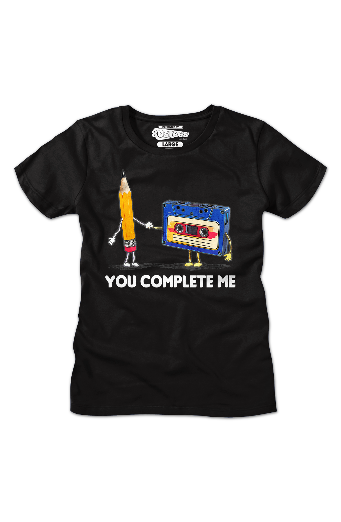 Womens You Complete Me Pencil & Cassette Shirt