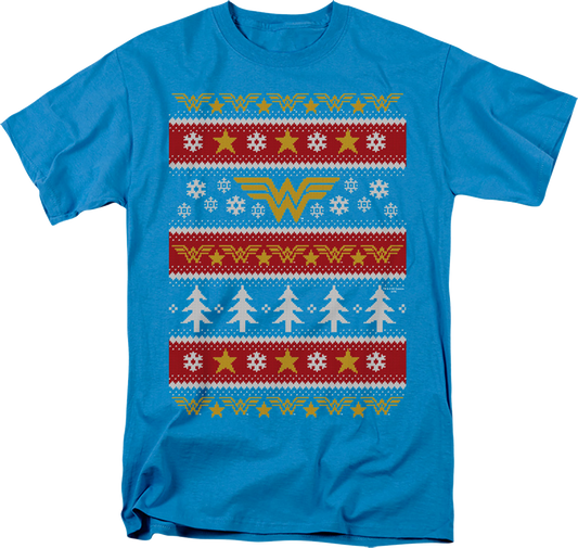 Wonder Woman Faux Ugly Christmas Sweater DC Comics T-Shirt