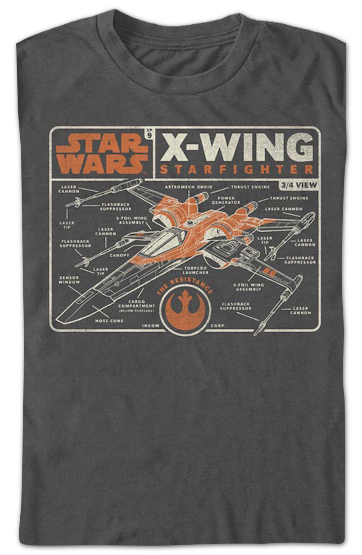 X-Wing Starfighter Schematic Star Wars T-Shirt