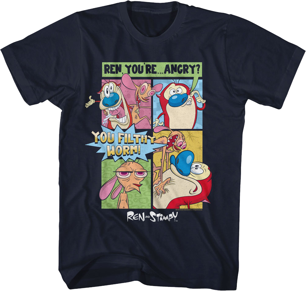 You Filthy Worm Ren And Stimpy T-Shirt