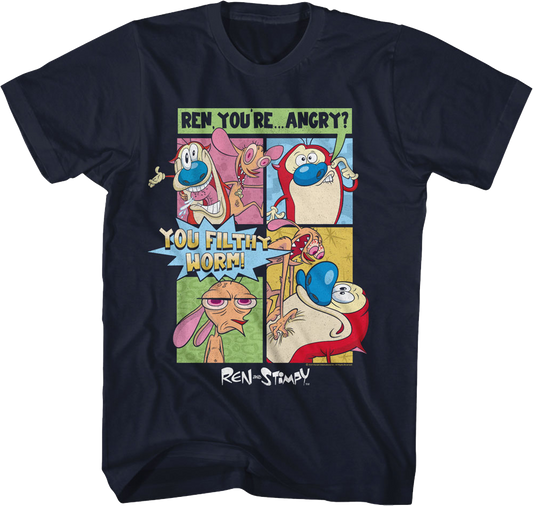 You Filthy Worm Ren And Stimpy T-Shirt