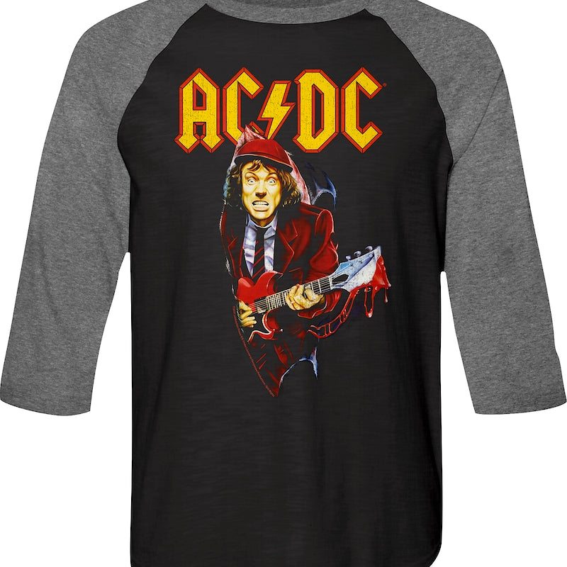 Angus Young Bloody Guitar ACDC Raglan Baseball Shirt