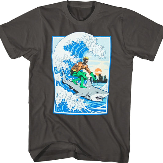 Aquaman Shark Surfing DC Comics T-Shirt