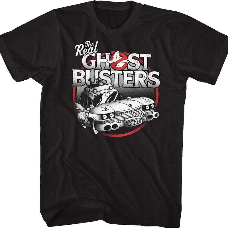 Black and White Ecto-1 Real Ghostbusters T-Shirt