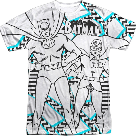 Black and White Sketch Batman and Robin T-Shirt