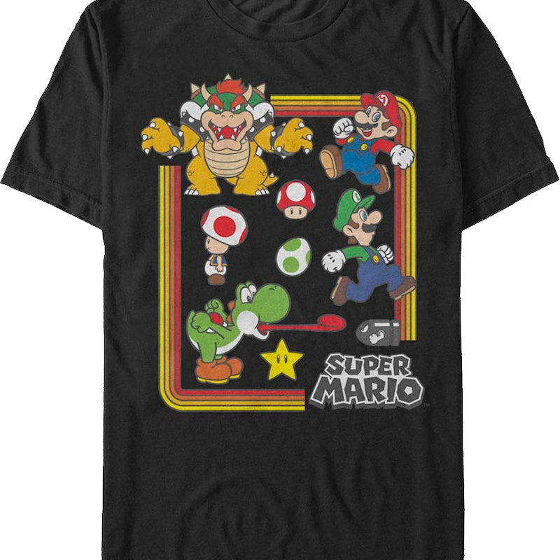 Black Nintendo Characters Super Mario Bros. T-Shirt