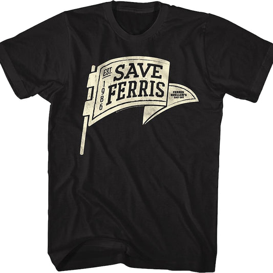 Black Save Ferris Pennant Ferris Bueller's Day Off T-Shirt