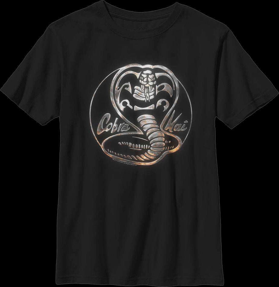 Boys Youth Faux Chrome Logo Cobra Kai Shirt