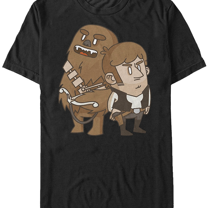 Cartoon Chewbacca Han Solo T-Shirt