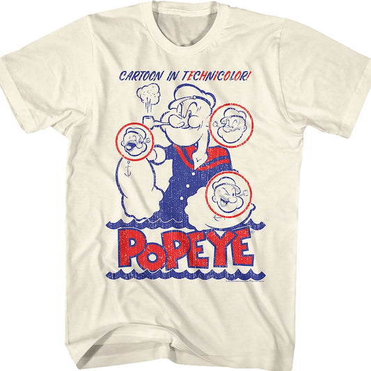 Cartoon In Technicolor Popeye T-Shirt