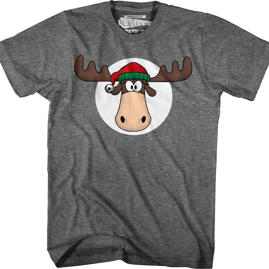 Moose Head With Santa Claus Hat Christmas Vacation T-Shirt