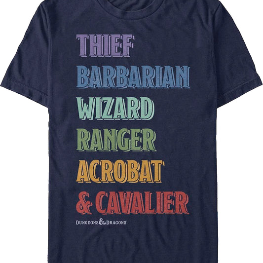 Character Titles Dungeons & Dragons T-Shirt