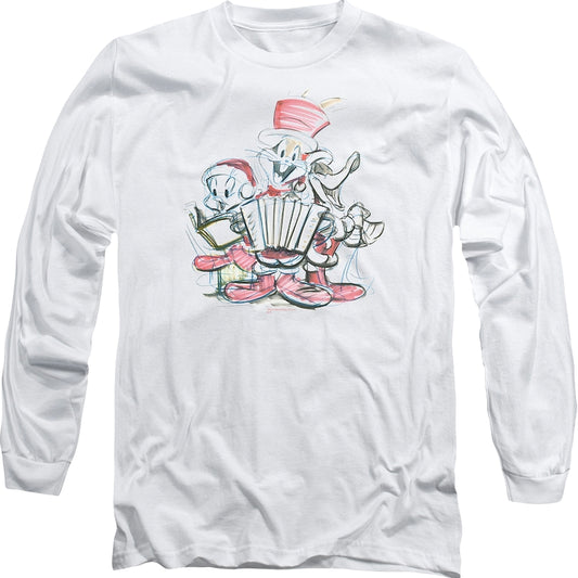 Christmas Caroling Sketch Looney Tunes Long Sleeve Shirt