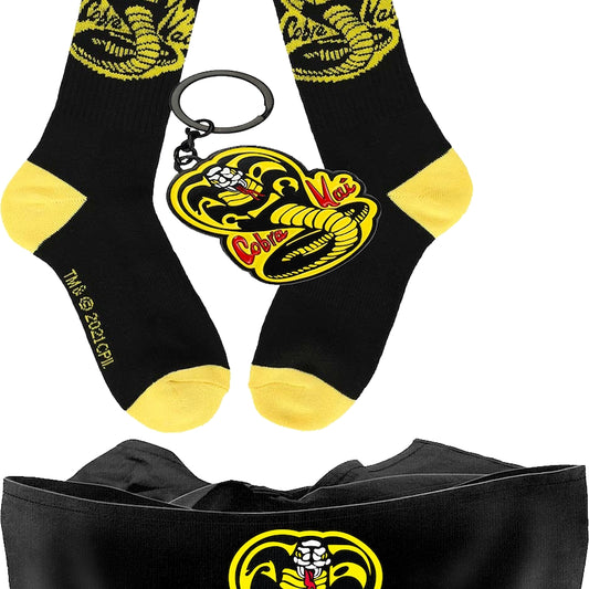 Cobra Kai Logo Socks/Keychain/Headband Combo