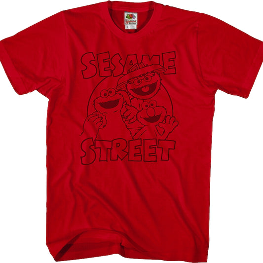 Cookie Monster Oscar The Grouch Elmo Sesame Street T-Shirt