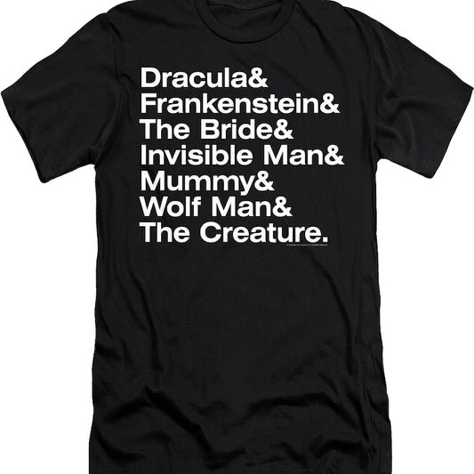 Creature Names Universal Monsters T-Shirt