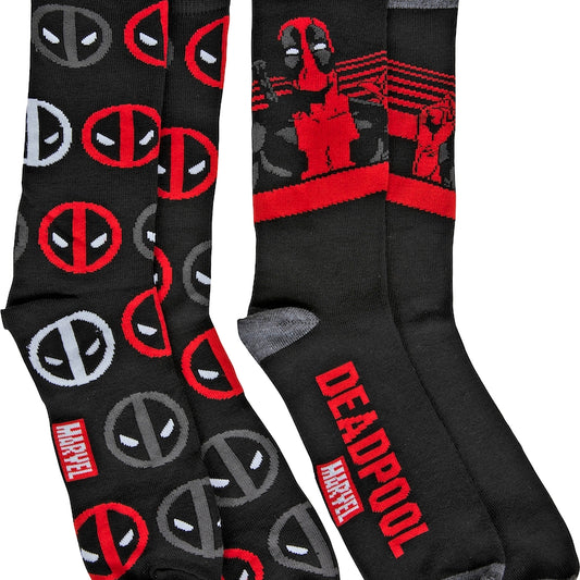 Deadpool Logo And Character 2-Pack Marvel Comics Socks