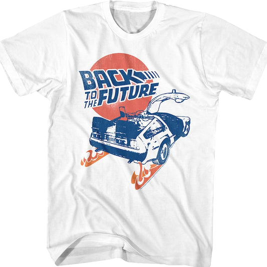 Distressed Fire Tracks Back To The Future T-Shirt