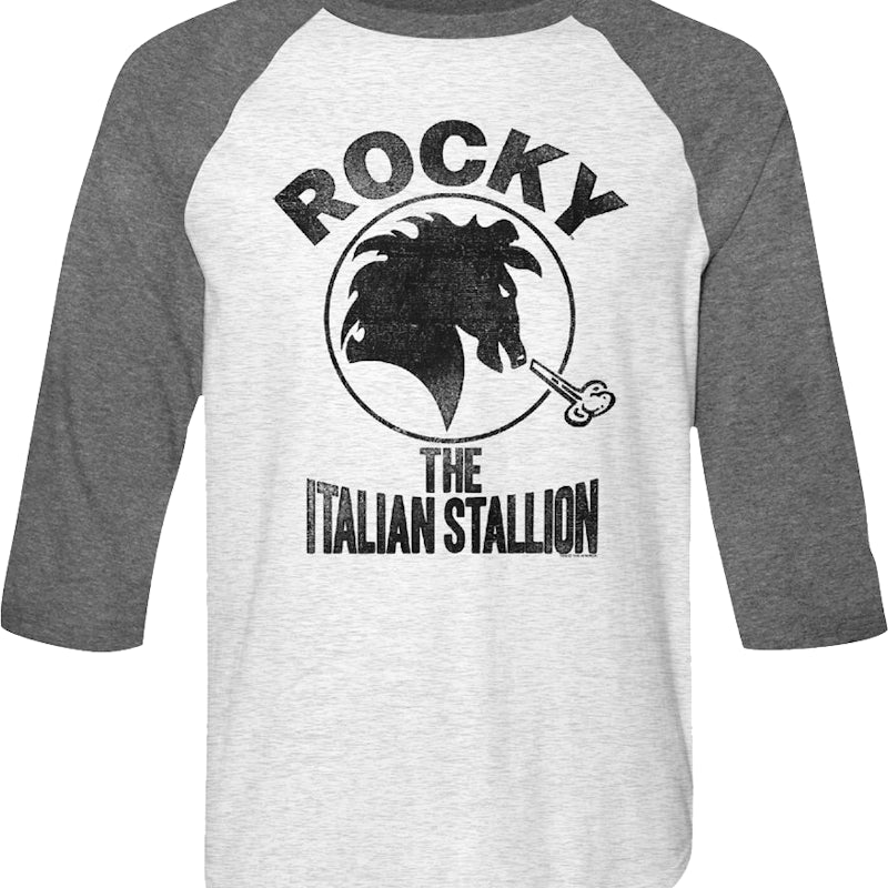 Distressed Italian Stallion Logo Rocky Raglan Baseball Shirt