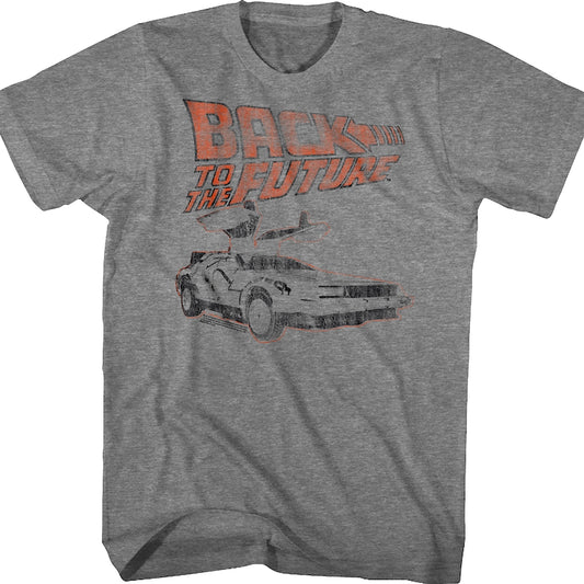 Distressed Logo And DeLorean Back To The Future T-Shirt