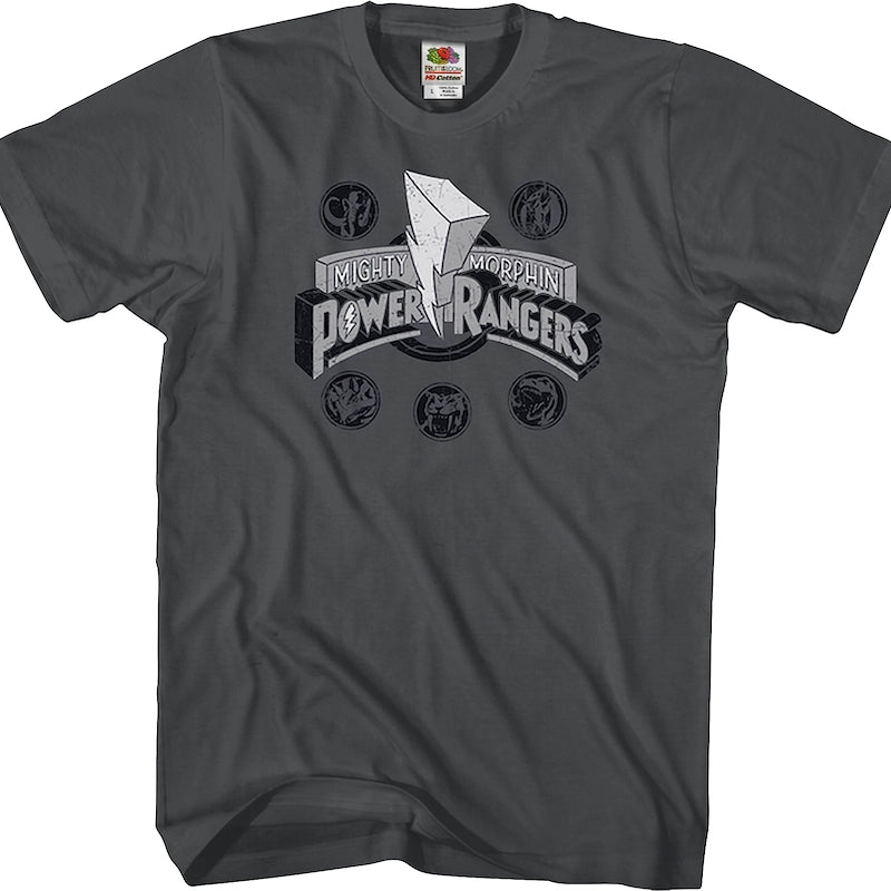 Distressed Logo Mighty Morphin Power Rangers T-Shirt