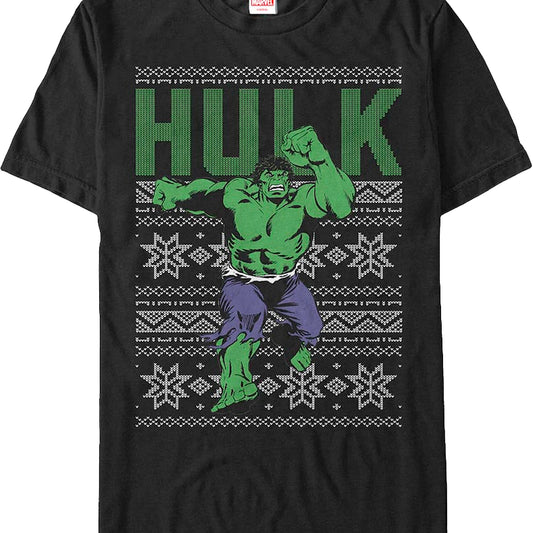 Faux Ugly Incredible Hulk Christmas Sweater Marvel Comics T-Shirt