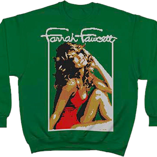 Faux Ugly Knit Farrah Fawcett Christmas Sweatshirt